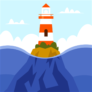 Cliff lighthouse. Free illustration for personal and commercial use.