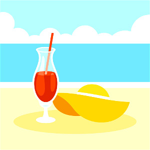 Cocktail on the beach. Free illustration for personal and commercial use.