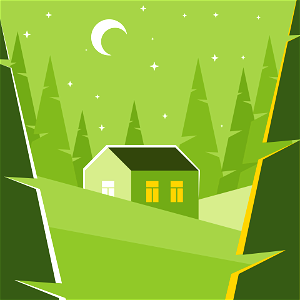 Cottage in night. Free illustration for personal and commercial use.