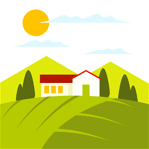 Farm in the field. Free illustration for personal and commercial use.
