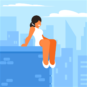 Girl resting on roof. Free illustration for personal and commercial use.