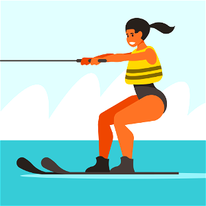 Girl water skiing. Free illustration for personal and commercial use.