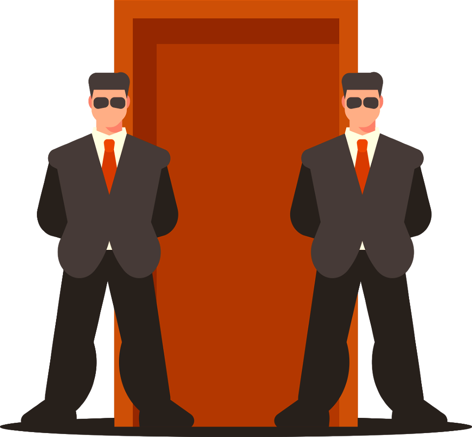 Guards in front door. Free illustration for personal and commercial use.