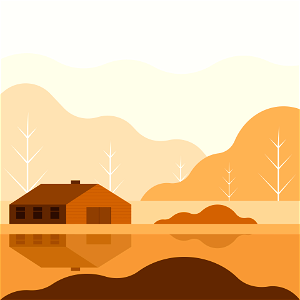 House autumn landscape. Free illustration for personal and commercial use.