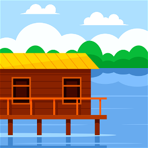 House on lake. Free illustration for personal and commercial use.