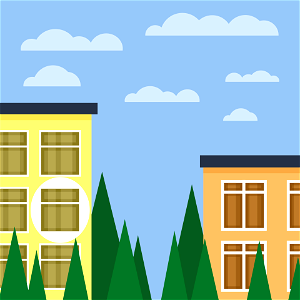 Houses blue sky. Free illustration for personal and commercial use.