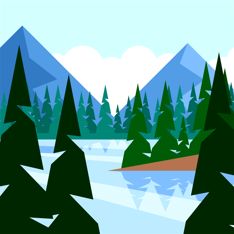 Lake in the mountains. Free illustration for personal and commercial use.