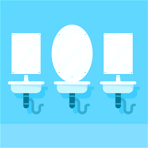 Lavatories with mirrors. Free illustration for personal and commercial use.