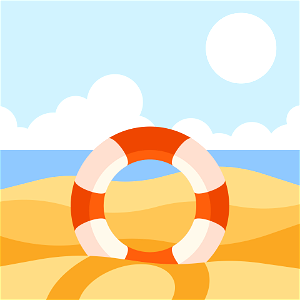Life buoy in the sand. Free illustration for personal and commercial use.