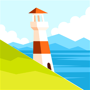 Lighthouse by the sea. Free illustration for personal and commercial use.