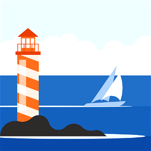 Lighthouse sea view. Free illustration for personal and commercial use.
