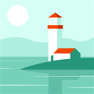 Lighthouse shore. Free illustration for personal and commercial use.
