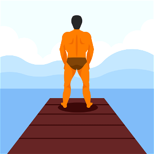 Man is going to swim. Free illustration for personal and commercial use.