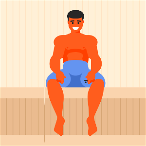 Man relaxing in sauna. Free illustration for personal and commercial use.