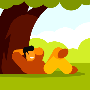 Man resting under a tree. Free illustration for personal and commercial use.