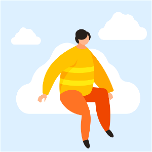 Man sitting on cloud. Free illustration for personal and commercial use.