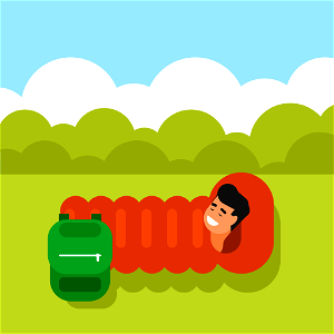 Man sleeping in sleeping bag. Free illustration for personal and commercial use.