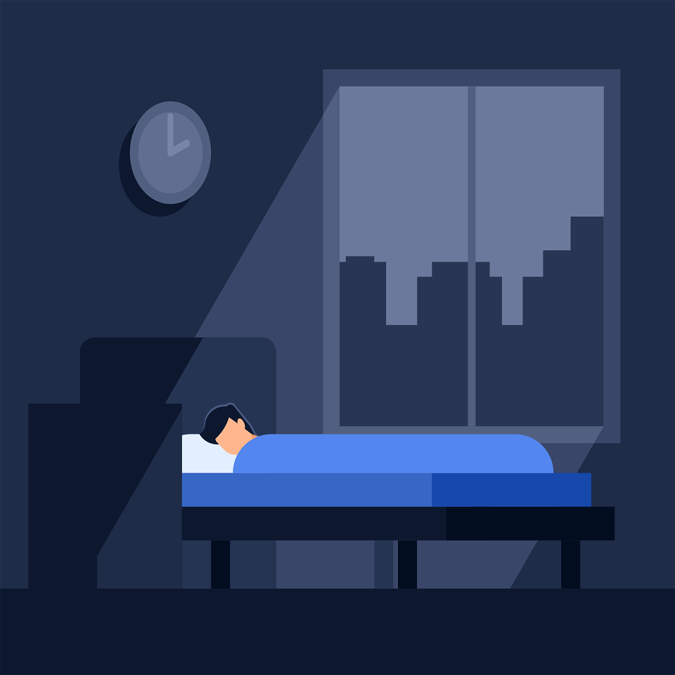 Man sleeps at night. Free illustration for personal and commercial use.