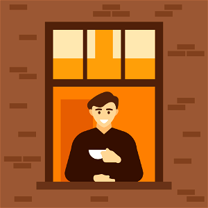 Man with cup of coffee. Free illustration for personal and commercial use.