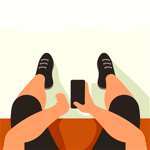 Man with smartphone top view. Free illustration for personal and commercial use.