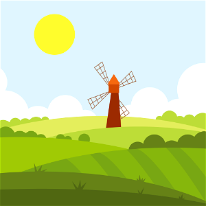 Mill in the field. Free illustration for personal and commercial use.