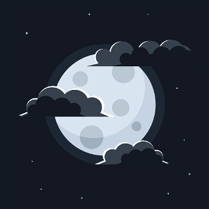 Moon in the clouds. Free illustration for personal and commercial use.