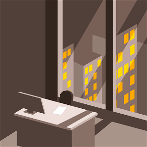 Office at night. Free illustration for personal and commercial use.