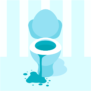 Overflowed toilet bowl. Free illustration for personal and commercial use.