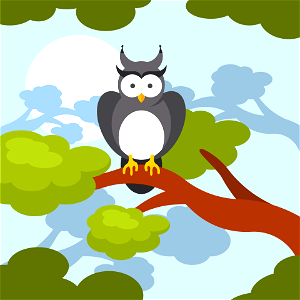 Owl bird on the branch. Free illustration for personal and commercial use.