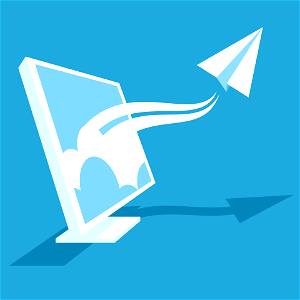 Paper airplane computer. Free illustration for personal and commercial use.