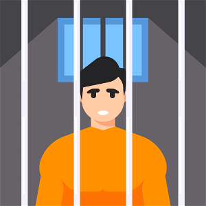 Prisoner behind bars. Free illustration for personal and commercial use.