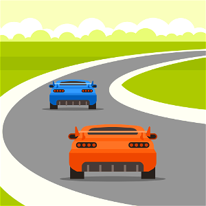 Race cars on the road. Free illustration for personal and commercial use.