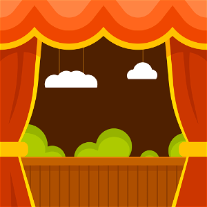 Puppet theatre scene. Free illustration for personal and commercial use.