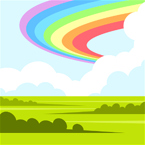 Rainbow in the field. Free illustration for personal and commercial use.