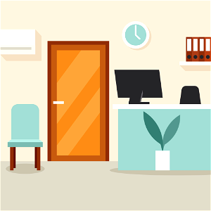 Reception workplace. Free illustration for personal and commercial use.