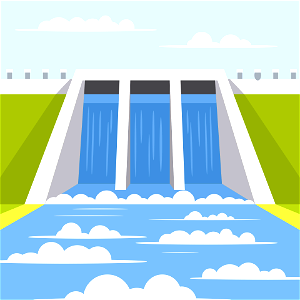 River dam clipart. Free illustration for personal and commercial use.