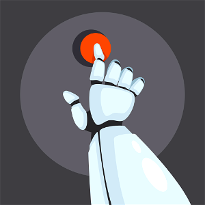 Robotic hand touch button. Free illustration for personal and commercial use.