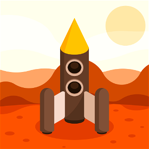Rocket on mars. Free illustration for personal and commercial use.