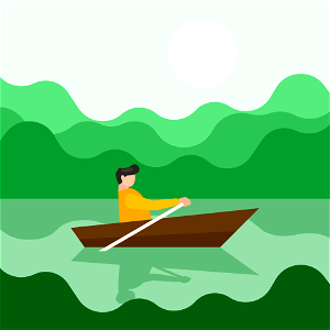 Rowing boat river. Free illustration for personal and commercial use.
