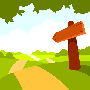 Rural road with signpost. Free illustration for personal and commercial use.