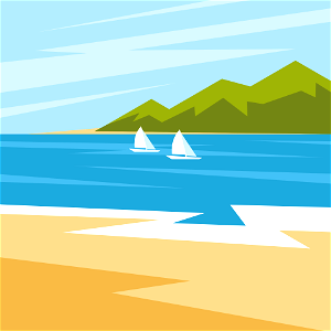 Sailboats at sea. Free illustration for personal and commercial use.