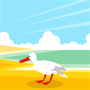 Seagull on beach. Free illustration for personal and commercial use.