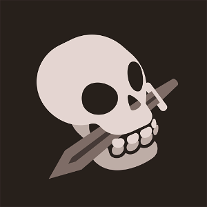 Skull knife in mouth. Free illustration for personal and commercial use.