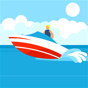 Speed boat on sea. Free illustration for personal and commercial use.