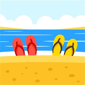 Summer beach flip flops. Free illustration for personal and commercial use.