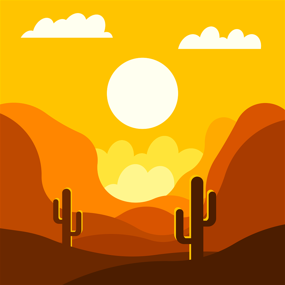 Sunset in the desert. Free illustration for personal and commercial use.