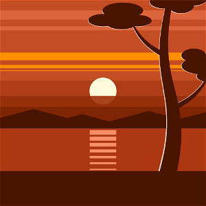 Sunset scene. Free illustration for personal and commercial use.
