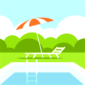 Swimming pool with chaise lounge. Free illustration for personal and commercial use.