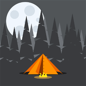 Tent in the forest. Free illustration for personal and commercial use.