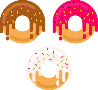 Three donuts. Free illustration for personal and commercial use.